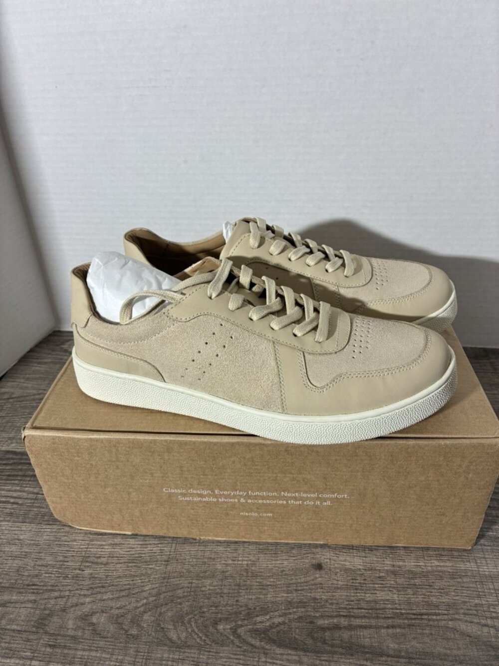 Nisolo Bria Go-To Court Leather Sneaker In Bone Size 7